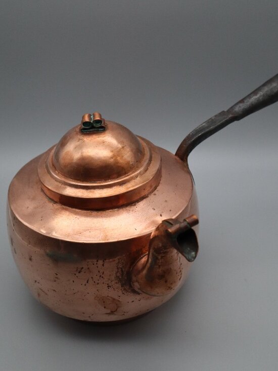 Other - Antique 19th Century French-style Copper Kettle w/ Forged Iron Handle